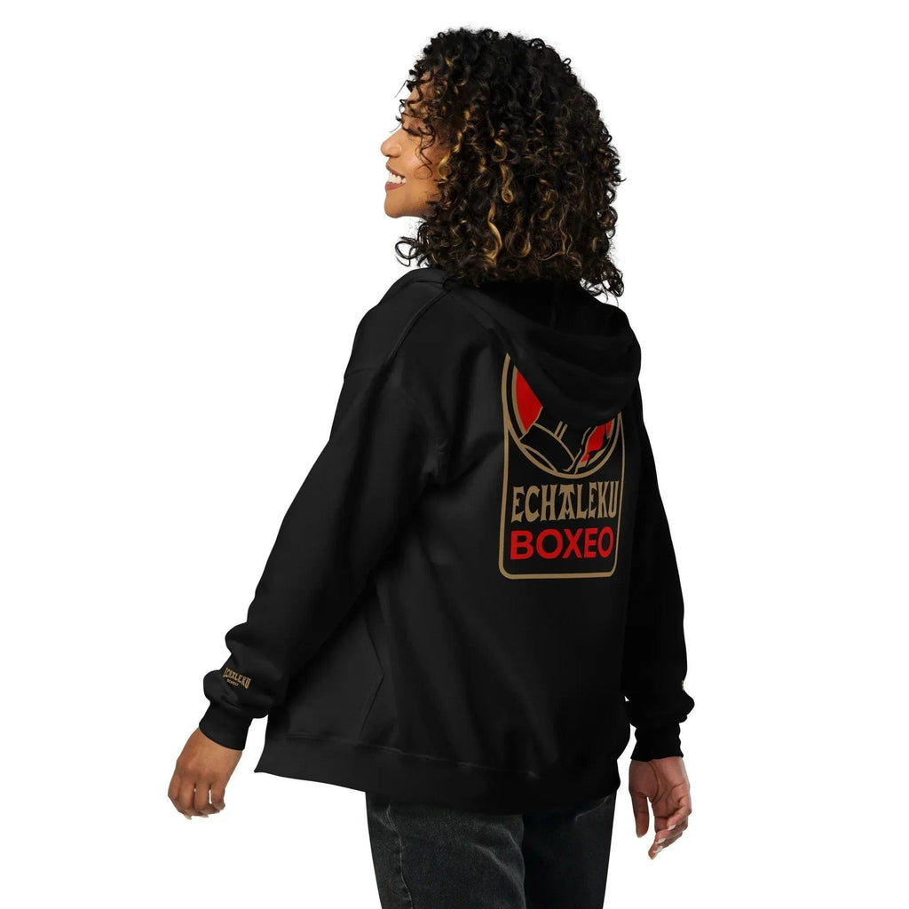 Sudadera Bordada Capucha Cremallera Unisex Guante Rojo - Echaleku Boxeo