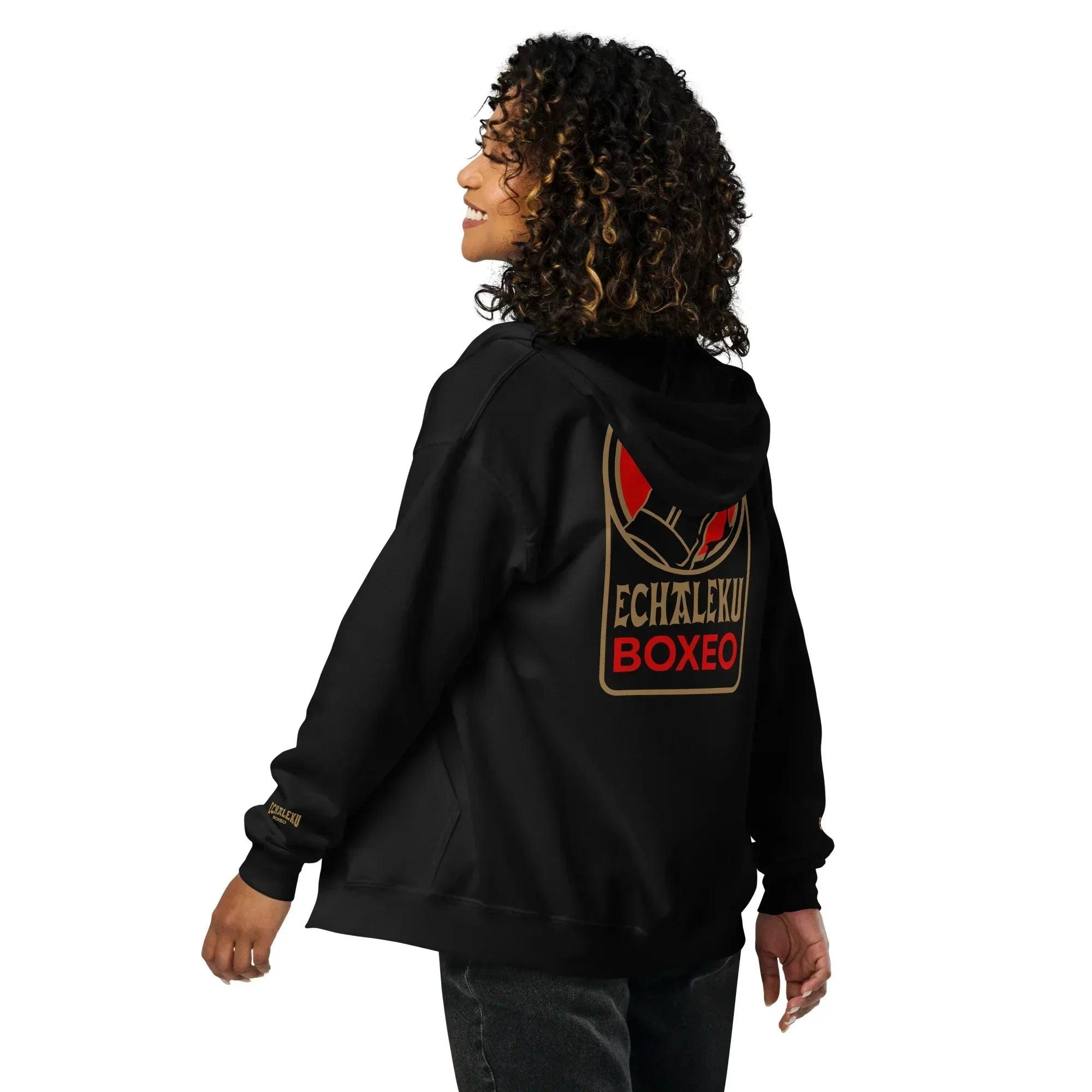 Sudadera Bordada Capucha Cremallera Unisex Guante Rojo - Echaleku Boxeo