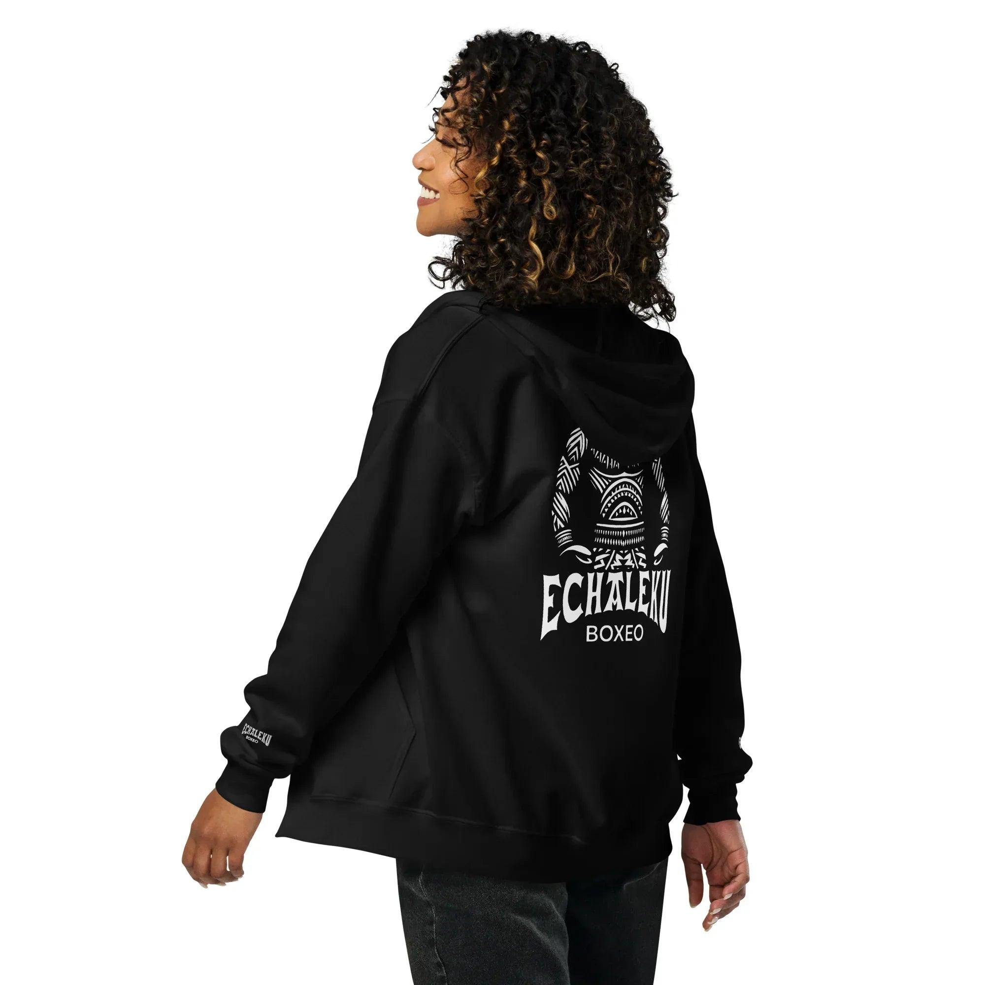 Sudadera Bordada Capucha Cremallera Unisex Indio Mexicano Boxeador - Echaleku Boxeo