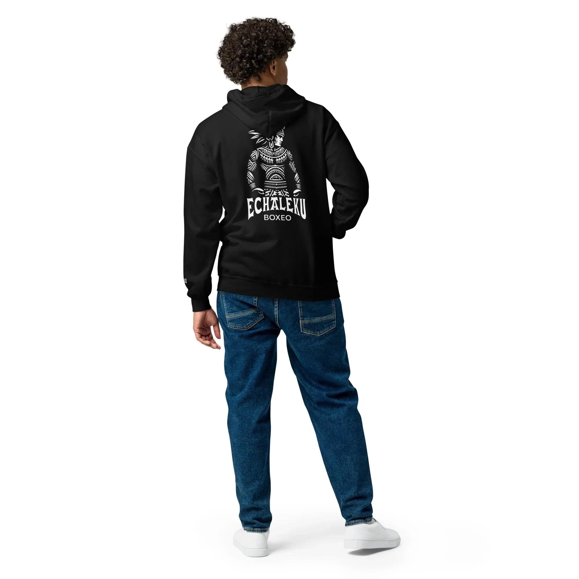 Sudadera Bordada Capucha Cremallera Unisex Indio Mexicano Boxeador - Echaleku Boxeo