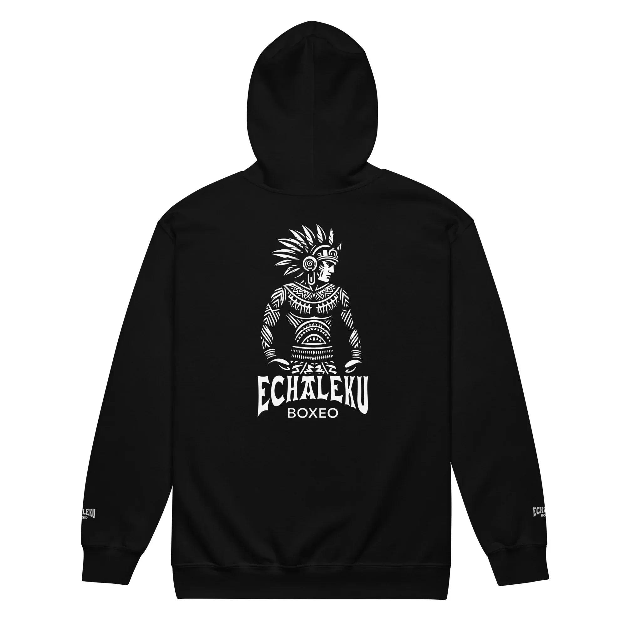 Sudadera Bordada Capucha Cremallera Unisex Indio Mexicano Boxeador - Echaleku Boxeo