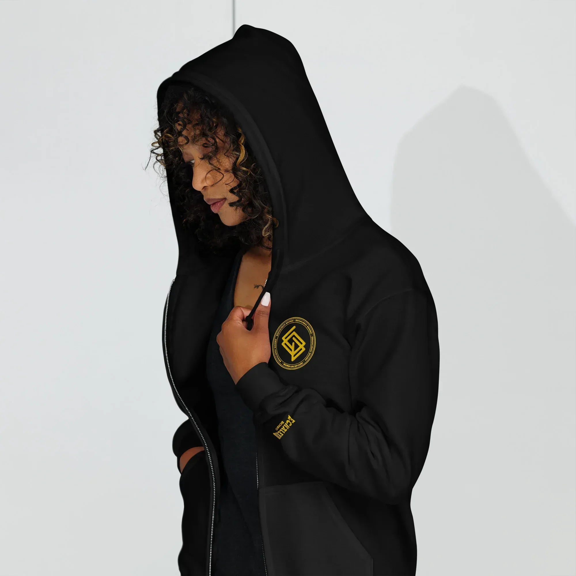 Sudadera Bordada Capucha Cremallera Unisex Echaleku Boxing Team Gold - Echaleku Boxeo