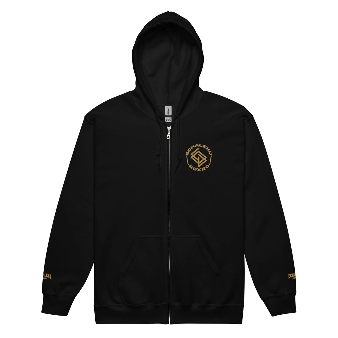 Sudadera Bordada Capucha Cremallera Unisex Logo Ring - Echaleku Boxeo