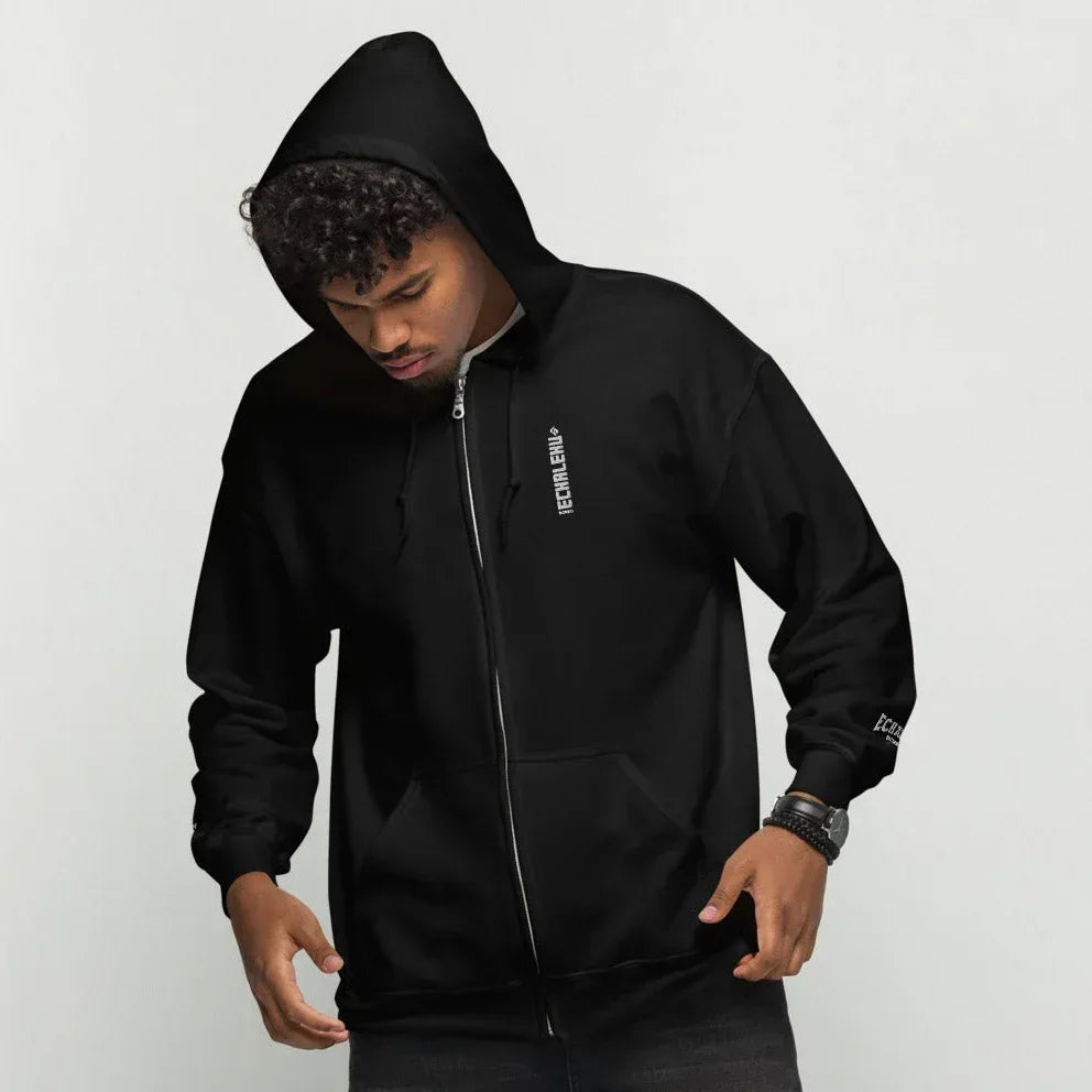 Sudadera Bordada Capucha Cremallera Unisex Vertical - Echaleku Boxeo