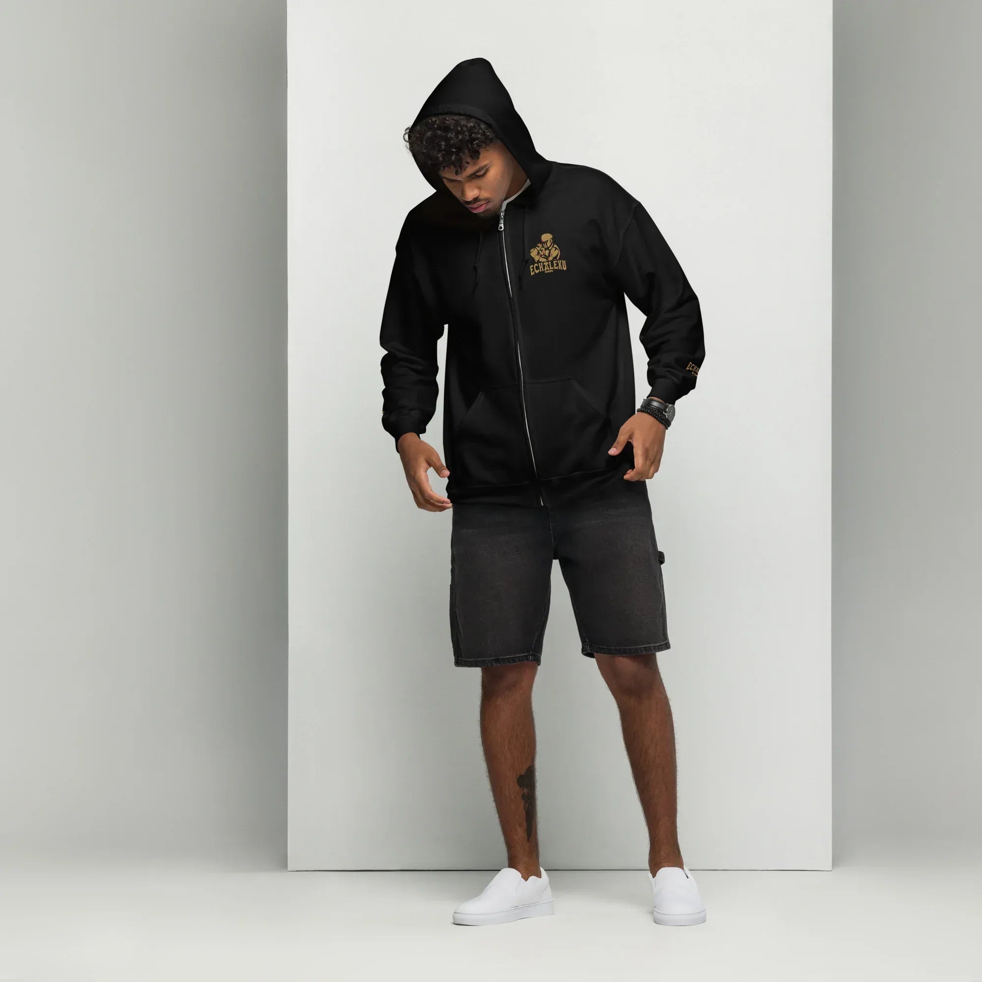 Sudadera Bordada Capucha Cremallera Unisex Robot Boxeador - Echaleku Boxeo