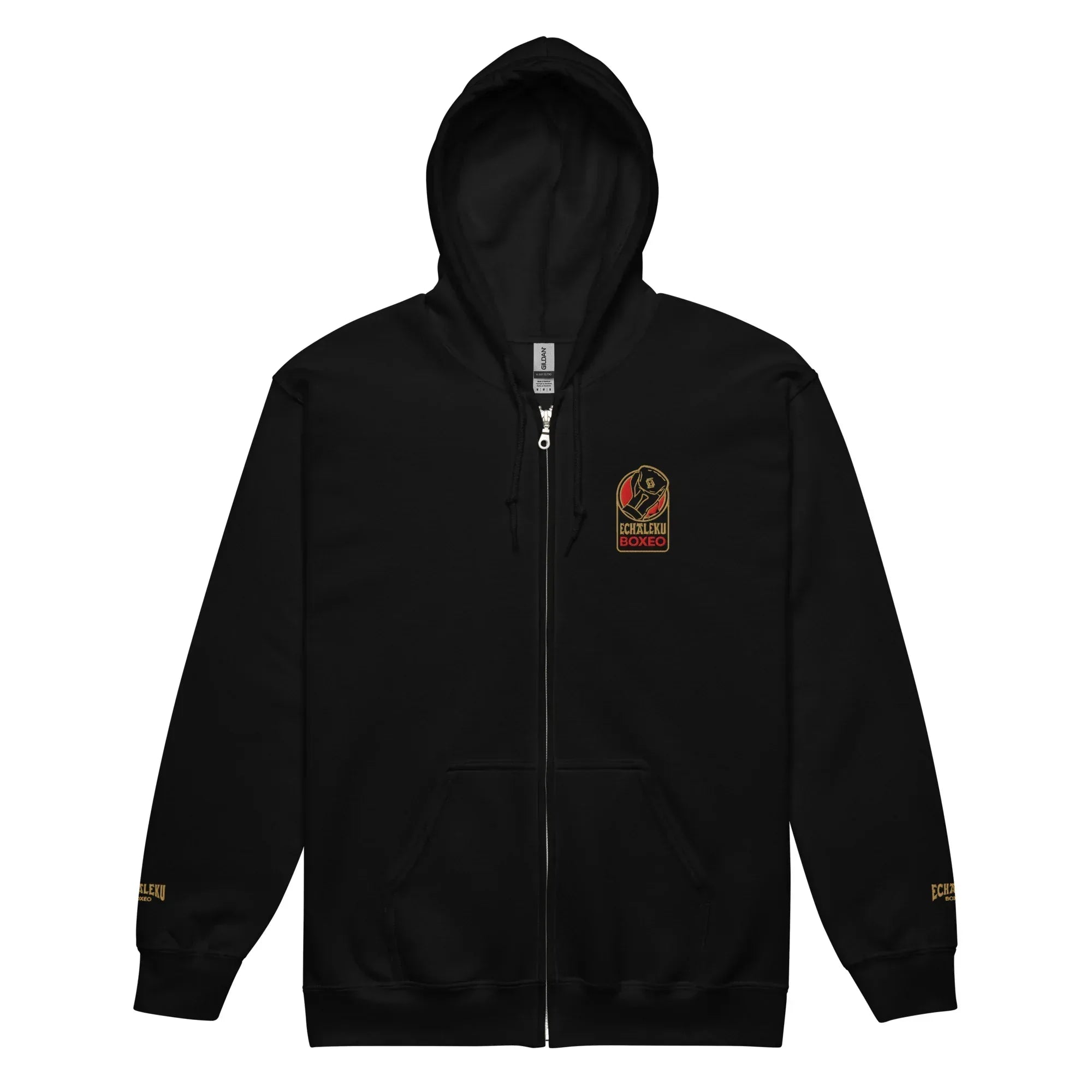 Sudadera Bordada Capucha Cremallera Unisex Guante Rojo - Echaleku Boxeo