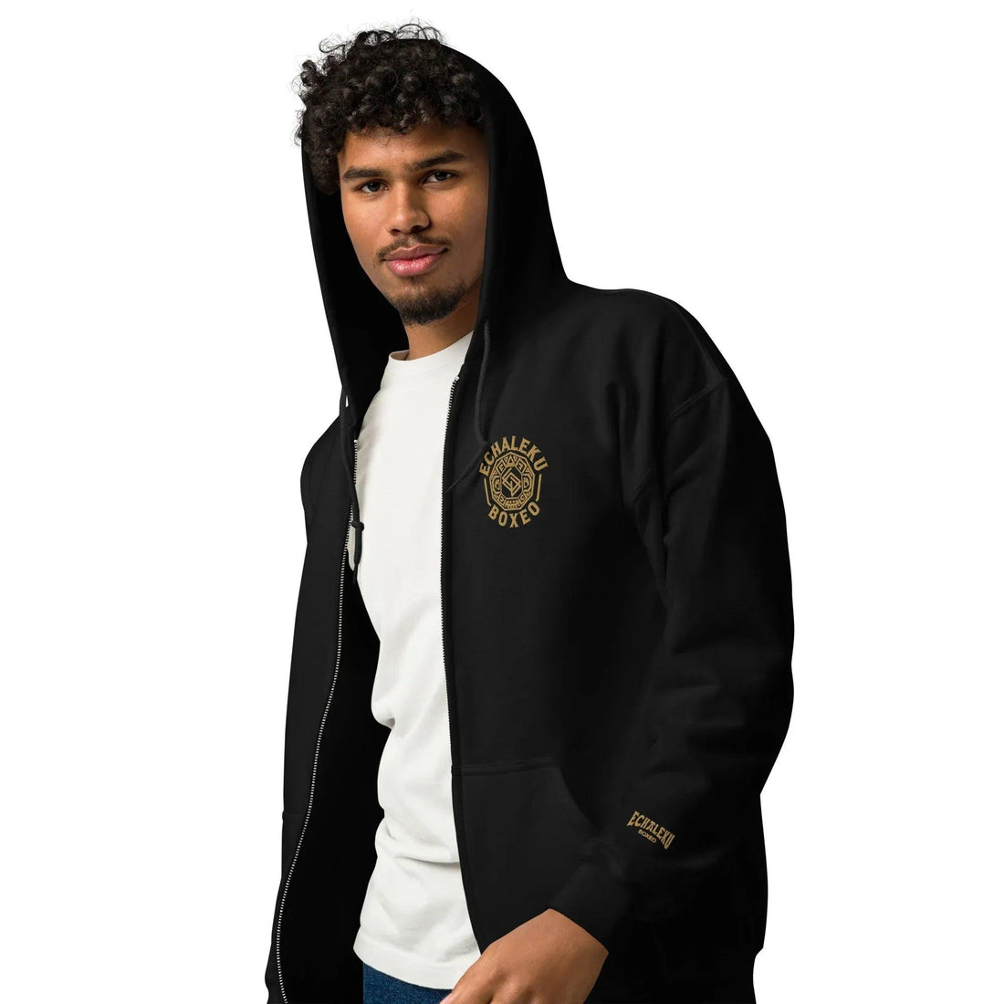 Sudadera Bordada Capucha Cremallera Unisex Logo Ring México - Echaleku Boxeo