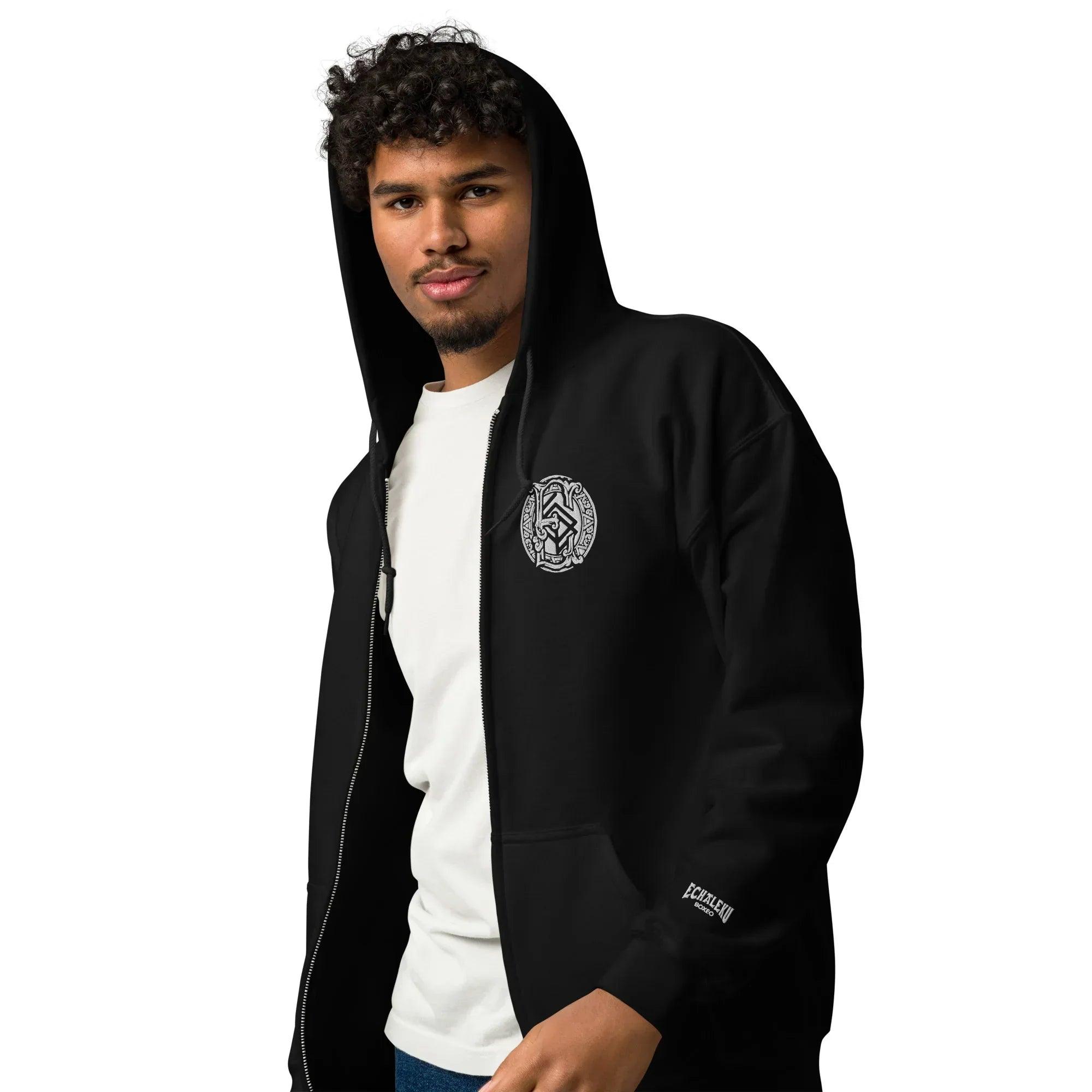 Sudadera Bordada Capucha Cremallera Unisex E-RING - Echaleku Boxeo