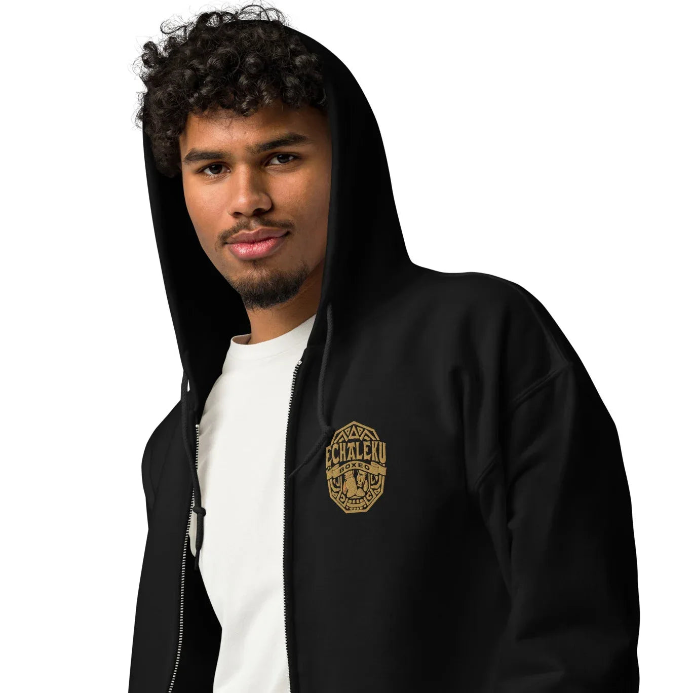 Sudadera Bordada Capucha Cremallera Unisex Guantes México - Echaleku Boxeo