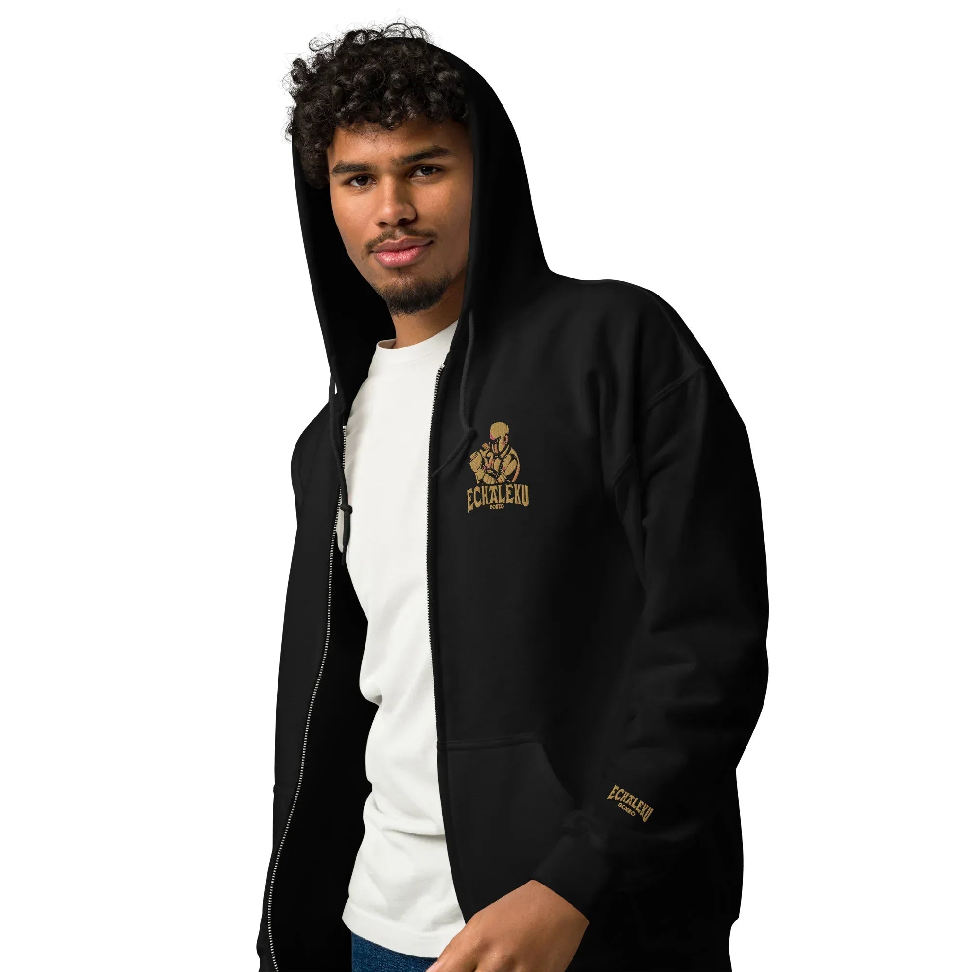 Sudadera Bordada Capucha Cremallera Unisex Robot Boxeador - Echaleku Boxeo