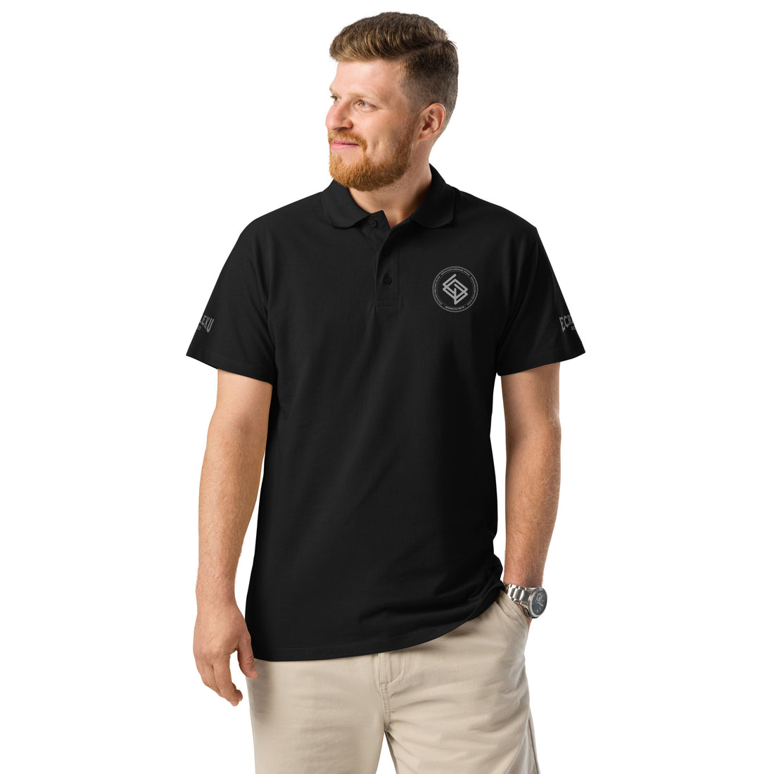 Polo algodón premium UNISEX Casual Echaleku Boxing Team Negro y gris