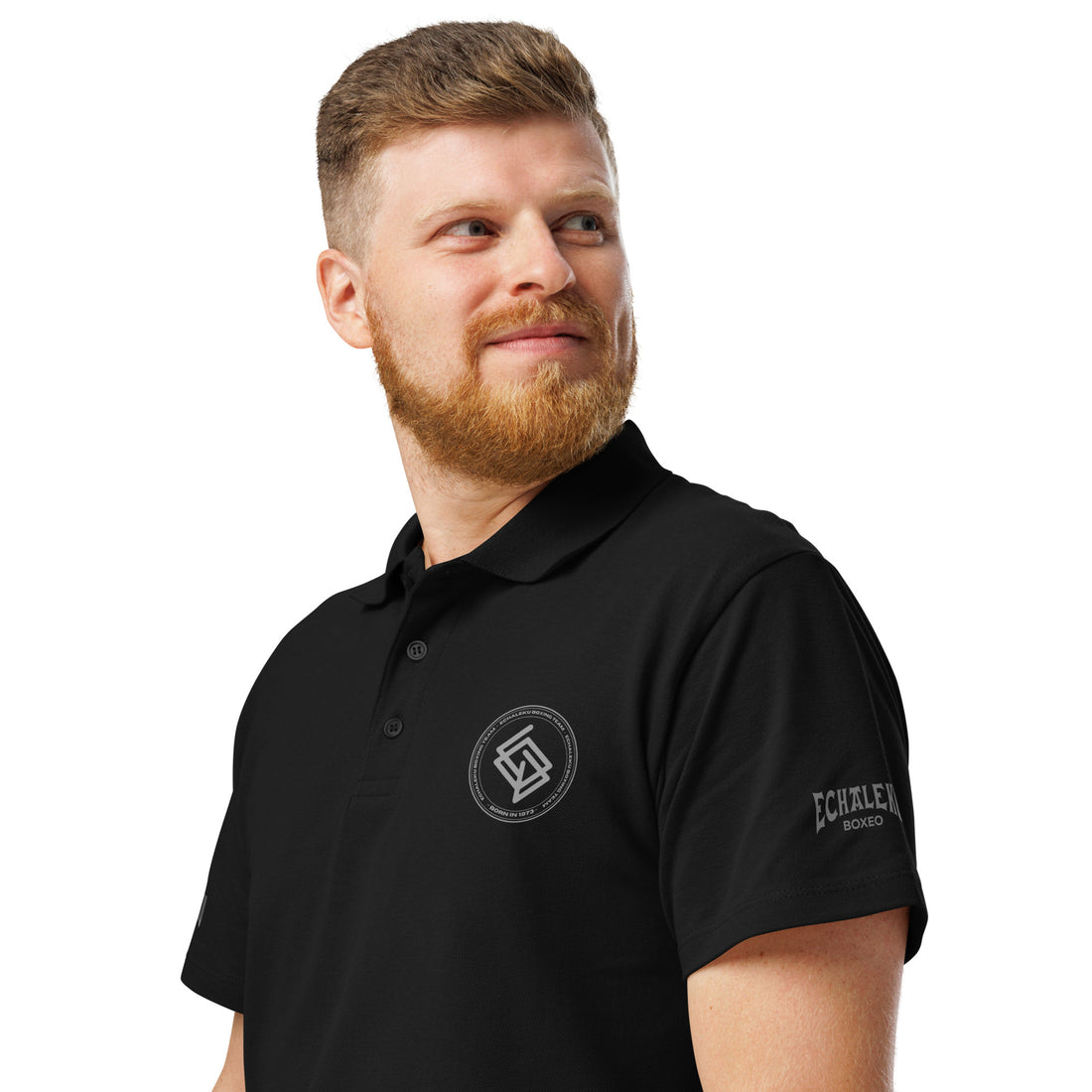 Polo algodón premium UNISEX Casual Echaleku Boxing Team Negro y gris