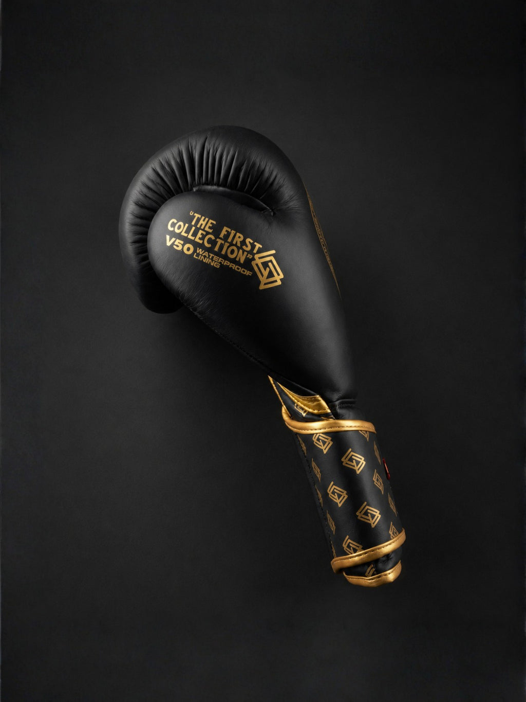Guante de boxeo V5 Dark negro y dorado, vista lateral
