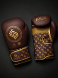 Guantes de boxeo V5 Original burdeos y dorado, vista del dorso y la palma