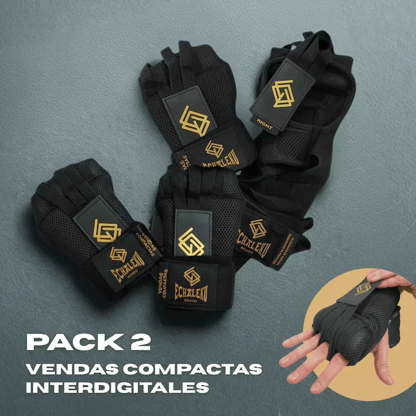 (Pack de 2) Vendas Boxeo Compactas Interdigitales (Gastos de envío gratis en Península) - Echaleku Boxeo