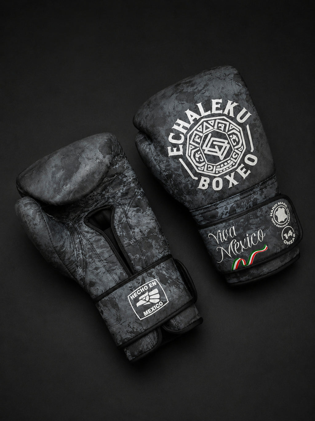 Guantes de boxeo Viva México Negro, vista del dorso y la palma