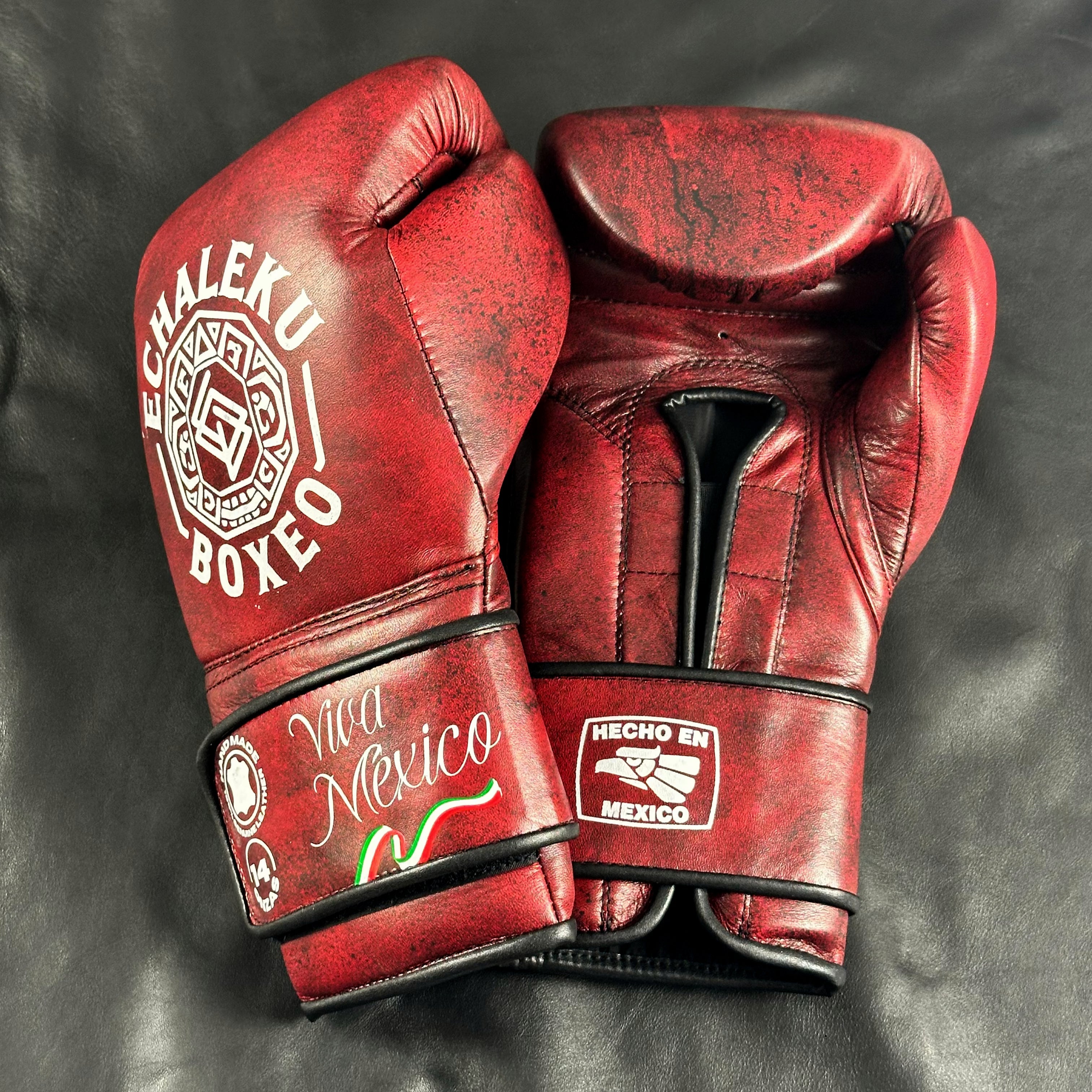 Guantes de boxeo Viva México rojos de Echaleku Boxeo, segunda vista
