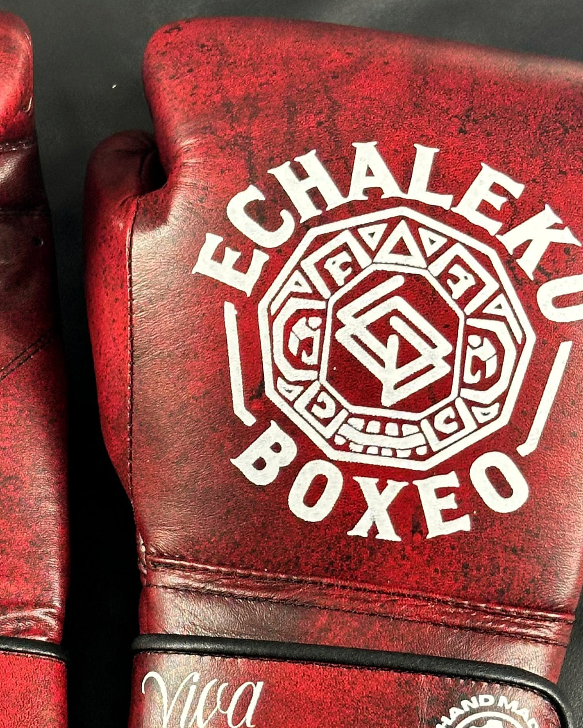 Detalle 1 de los guantes de boxeo Viva México Rojo de Echaleku Boxeo